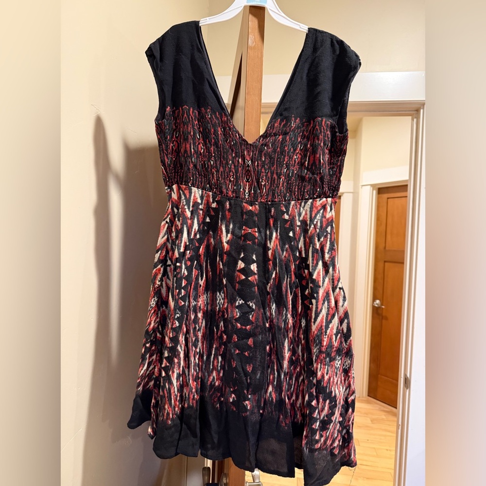 Free People Black and Red Geometric Mini Dress